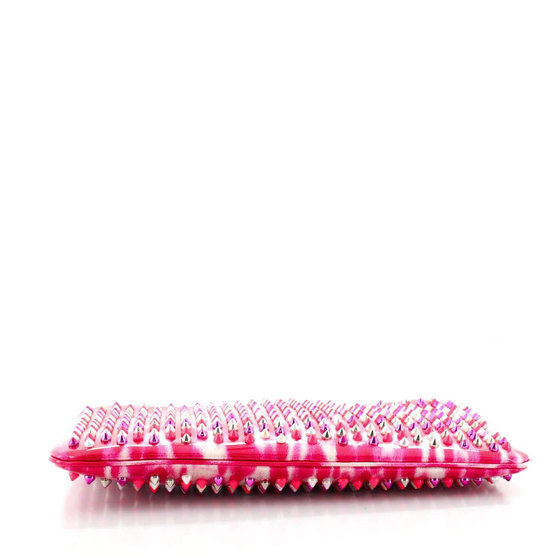 Women's or Men's Christian Louboutin Loubiposh Clutch Printed Spiked Patent