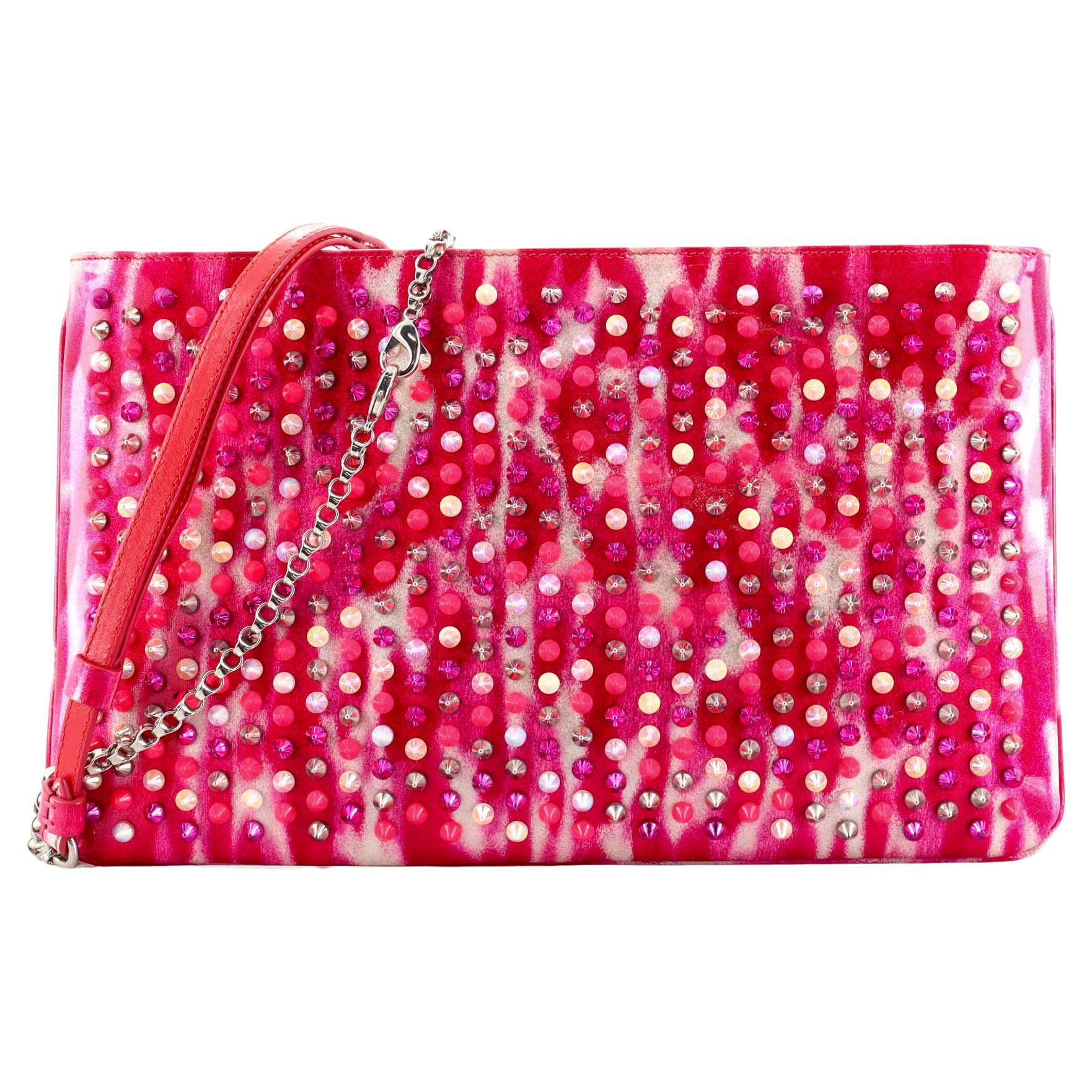 Christian Louboutin Loubiposh Clutch Printed Spiked Patent