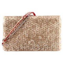Christian Louboutin Loubiposh Clutch Spiked Jacquard Used Christian Louboutin Loubiposh Clutch Spiked Jacquard