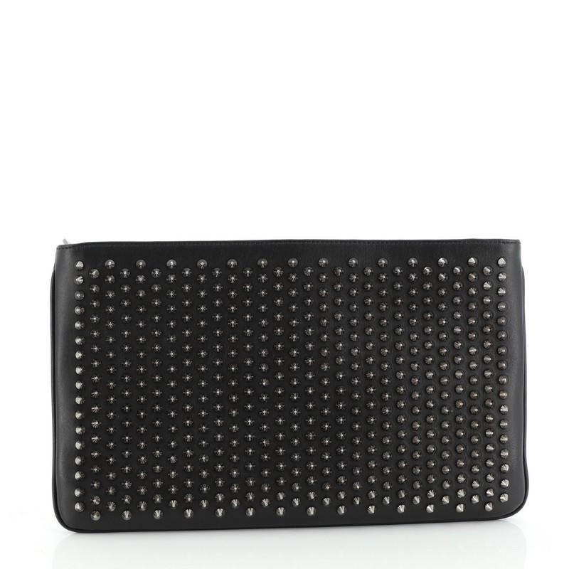 Christian Louboutin Loubiposh Clutch Spiked Leather In Good Condition In NY, NY