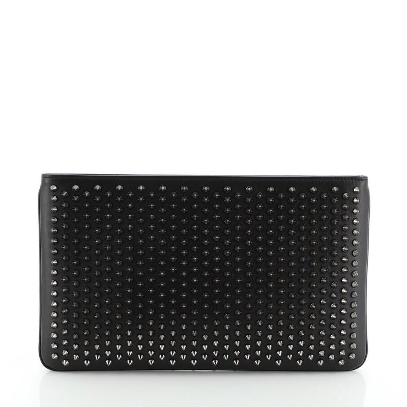Christian Louboutin Loubiposh Clutch Spiked Leather In Good Condition In NY, NY