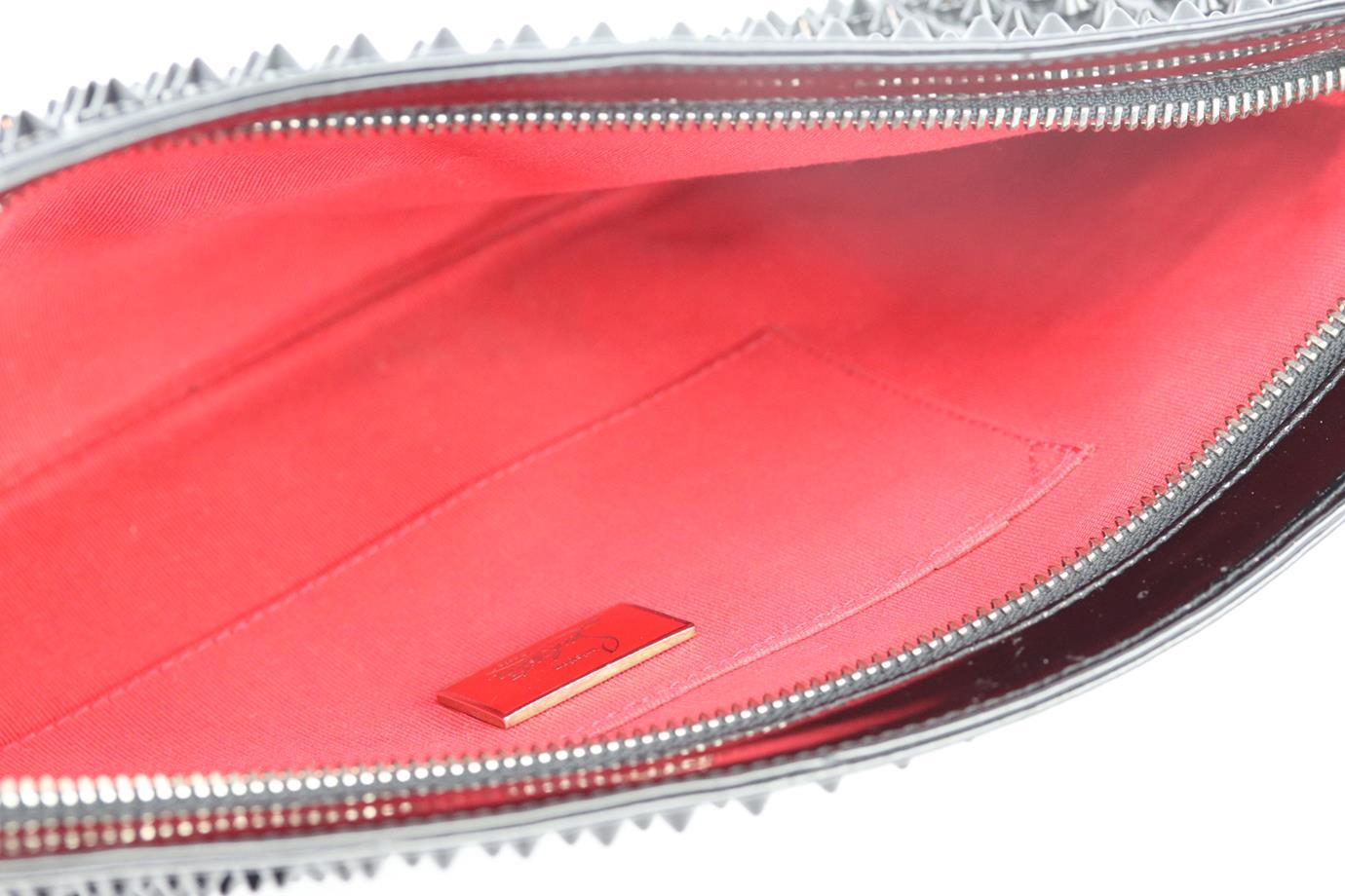 Christian Louboutin Loubiposh Spiked Patent Leather Clutch  In Excellent Condition In London, GB