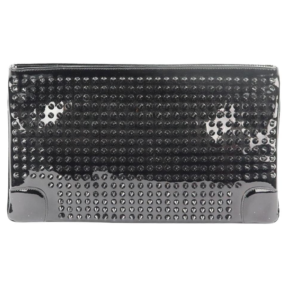 Christian Louboutin Loubiposh Spiked Patent Leather Clutch 