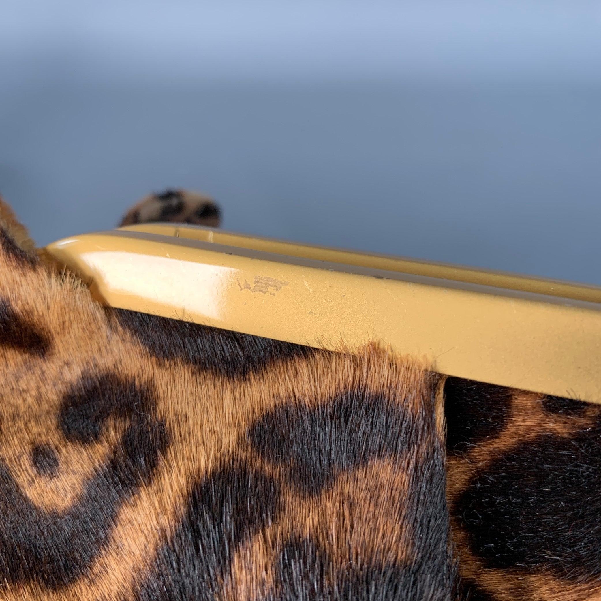 CHRISTIAN LOUBOUTIN Loubis Angel Marrone Nero Oro Stampa Animale Borsa a mano in vendita 6
