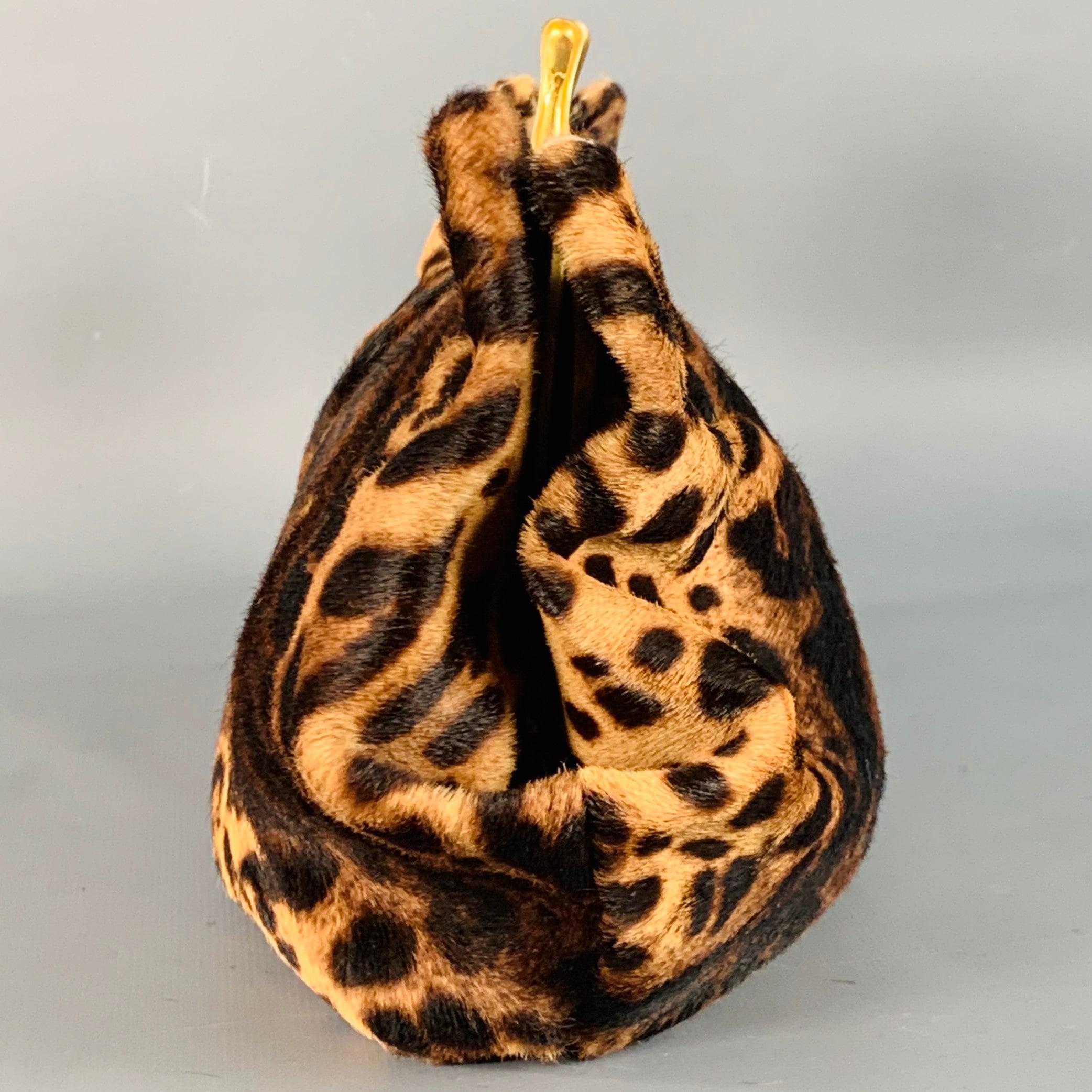 CHRISTIAN LOUBOUTIN Loubis Angel Marrone Nero Oro Stampa Animale Borsa a mano In condizioni buone in vendita a San Francisco, CA