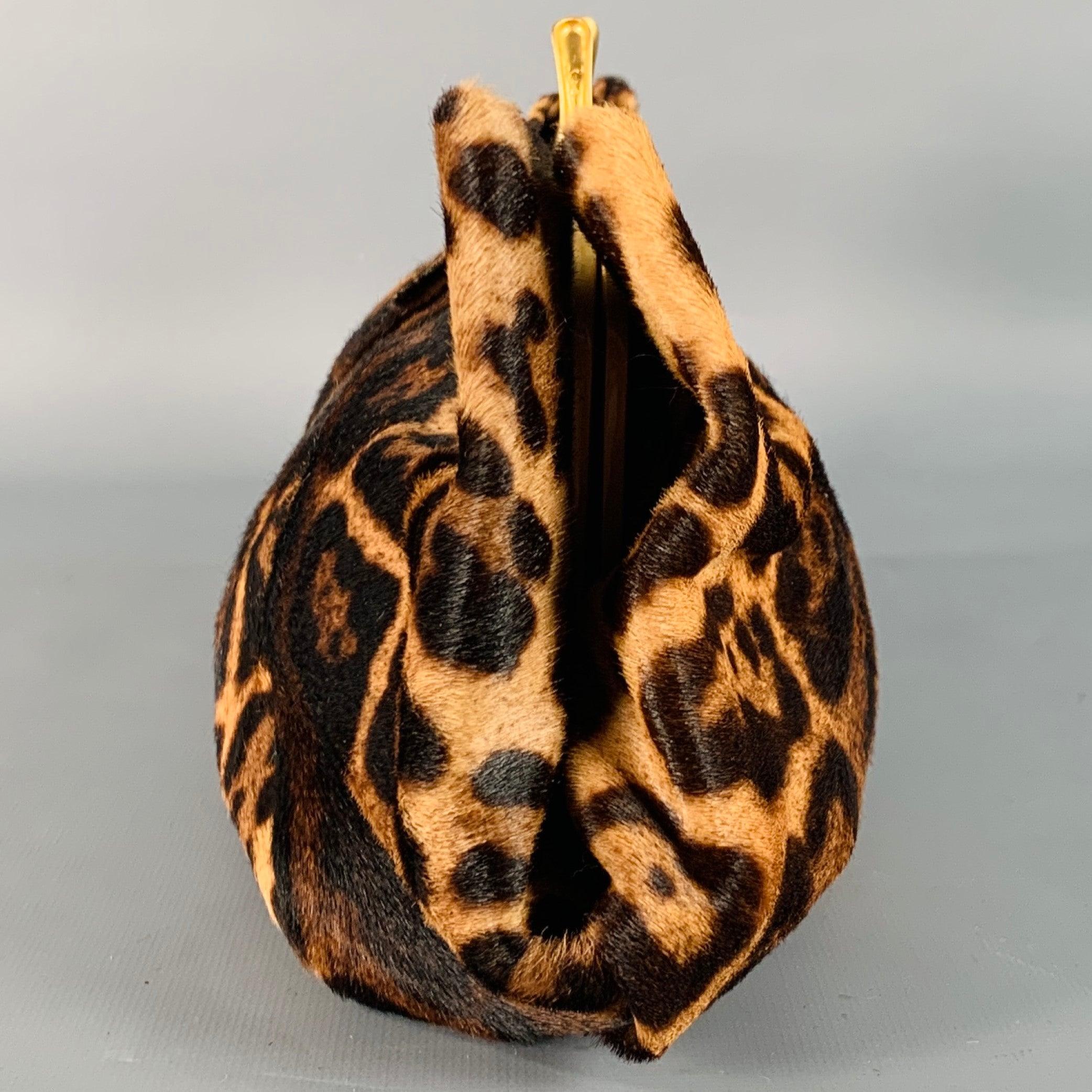 CHRISTIAN LOUBOUTIN Loubis Angel Marrone Nero Oro Stampa Animale Borsa a mano in vendita 1