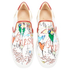 CHRISTIAN LOUBOUTIN - Baskets à imprimé graffiti Loubitag blanches EU40.5