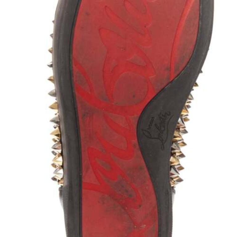CHRISTIAN LOUBOUTIN Louis black gold silver spike stud high top sneaker EU43 5