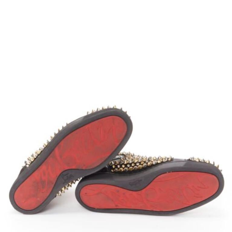 CHRISTIAN LOUBOUTIN Louis black gold silver spike stud high top sneaker EU43 6