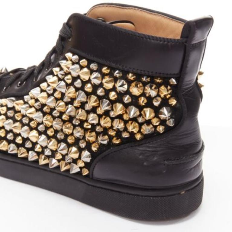 Christian Louboutin Remix StrassMetallic Gold & Silver Studded High-Top Sneakers Christian Louboutin Louis Strass Embellished Silver High Top  main image 3