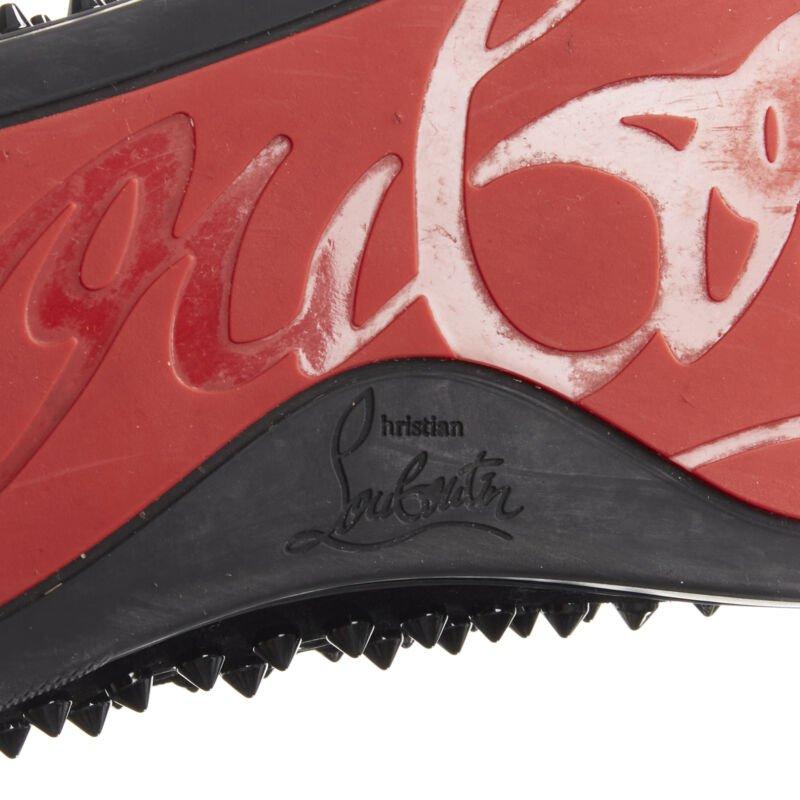 CHRISTIAN LOUBOUTIN Louis sneaker alta in velluto nero con borchie di cristallo EU41 in vendita 5