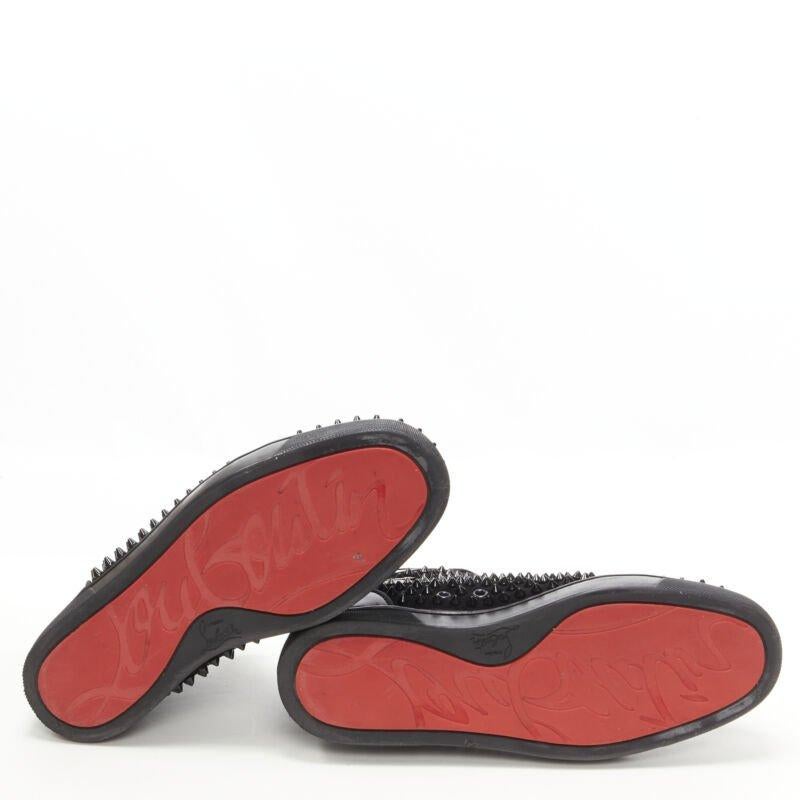 CHRISTIAN LOUBOUTIN Louis sneaker alta in velluto nero con borchie di cristallo EU41 in vendita 6