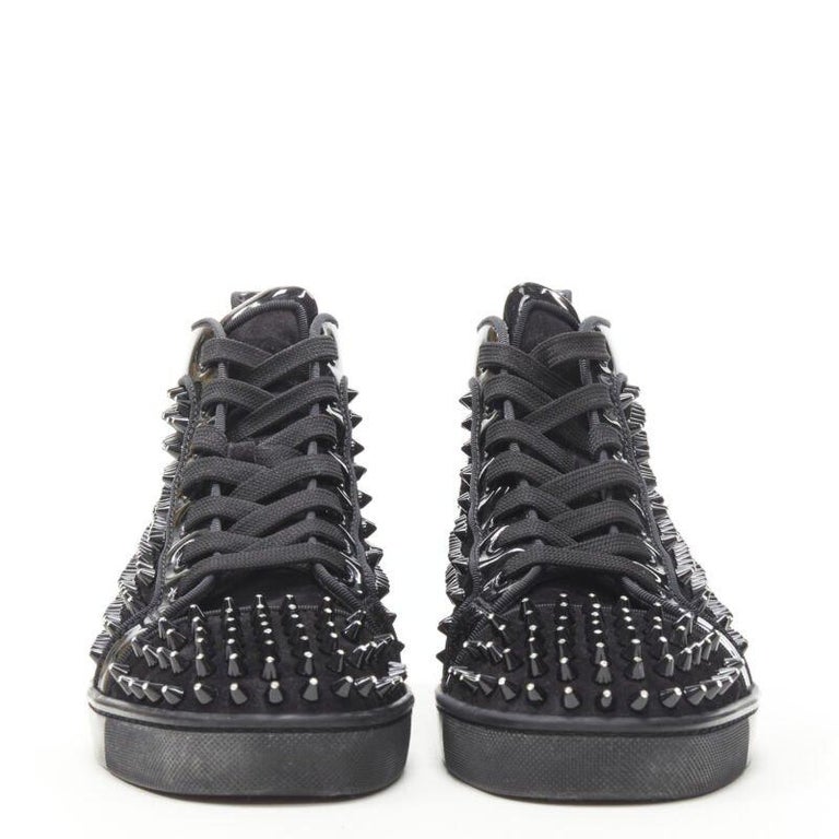 CHRISTIAN LOUBOUTIN Louis black velvet crystal spike stud  display picture 3