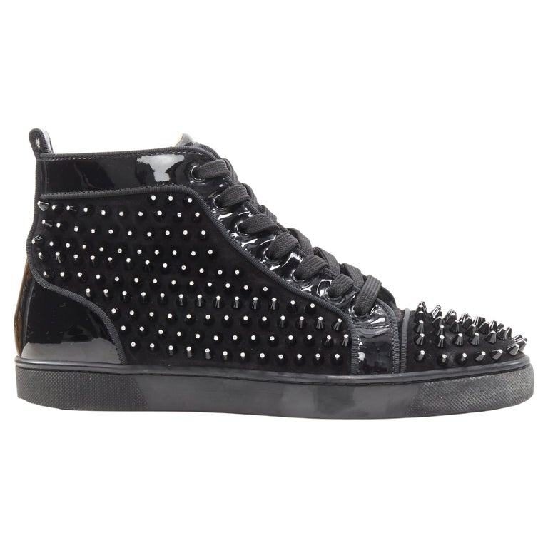 CHRISTIAN LOUBOUTIN Louis black velvet patent crystal spike stud sneaker  EU41 For Sale at 1stDibs | christian louboutin black spike, black studded  louboutin sneakers, crystal spike for men