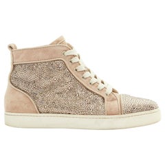 CHRISTIAN LOUBOUTIN Louis dusty rose strass crystal high top sneakers EU38.5