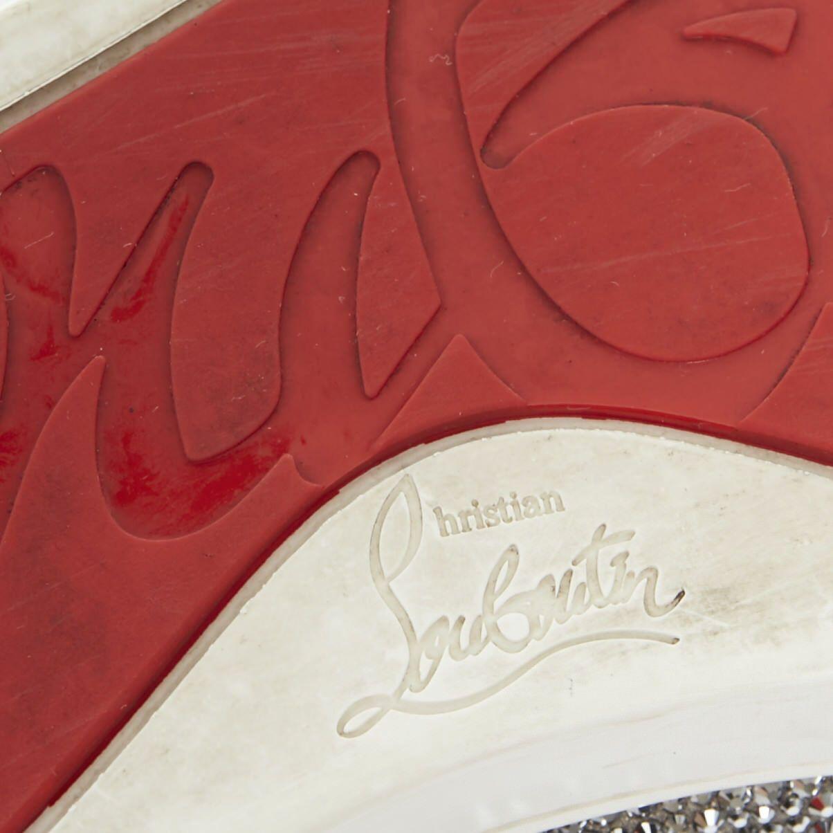 CHRISTIAN LOUBOUTIN Louis flat silver strass crystal high top sneakers EU42 US9 4