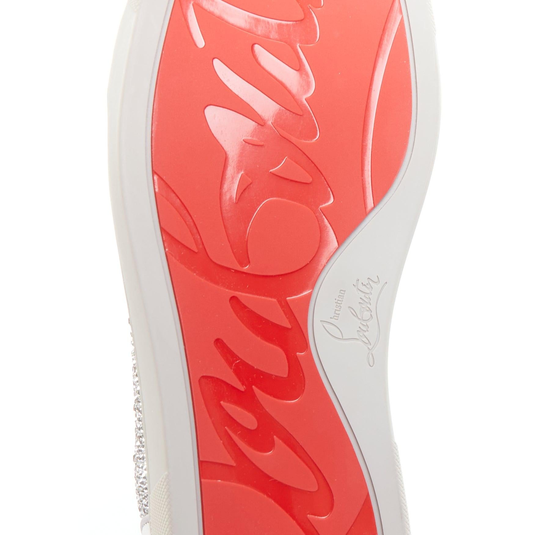 CHRISTIAN LOUBOUTIN Louis Junior Strass Flat silver crystal grey suede sneaker 5