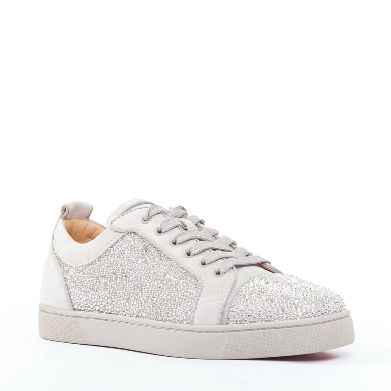 Louboutin Shoes Louboutin Junior Grey Suede Christian Louboutin Louis Junior Spikes Cap-Toe Suede Sneakers