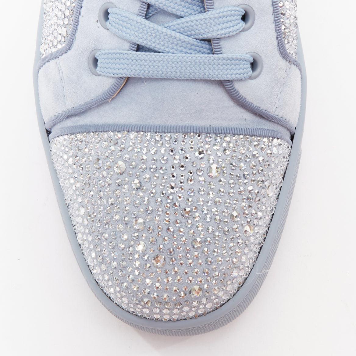 CHRISTIAN LOUBOUTIN Louis Junior Strass Plana Zinc cristal zapatilla baja EU43.5 en venta 1