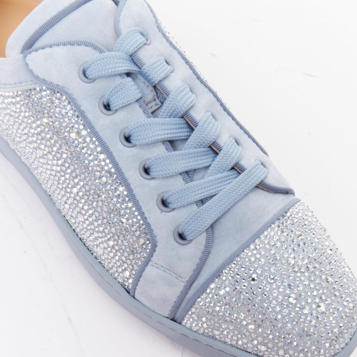 CHRISTIAN LOUBOUTIN Louis Junior Strass Plana Zinc cristal zapatilla baja EU43.5 en venta 2