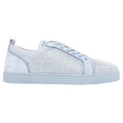 CHRISTIAN LOUBOUTIN Louis Junior Strass Plana Zinc cristal zapatilla baja EU43.5