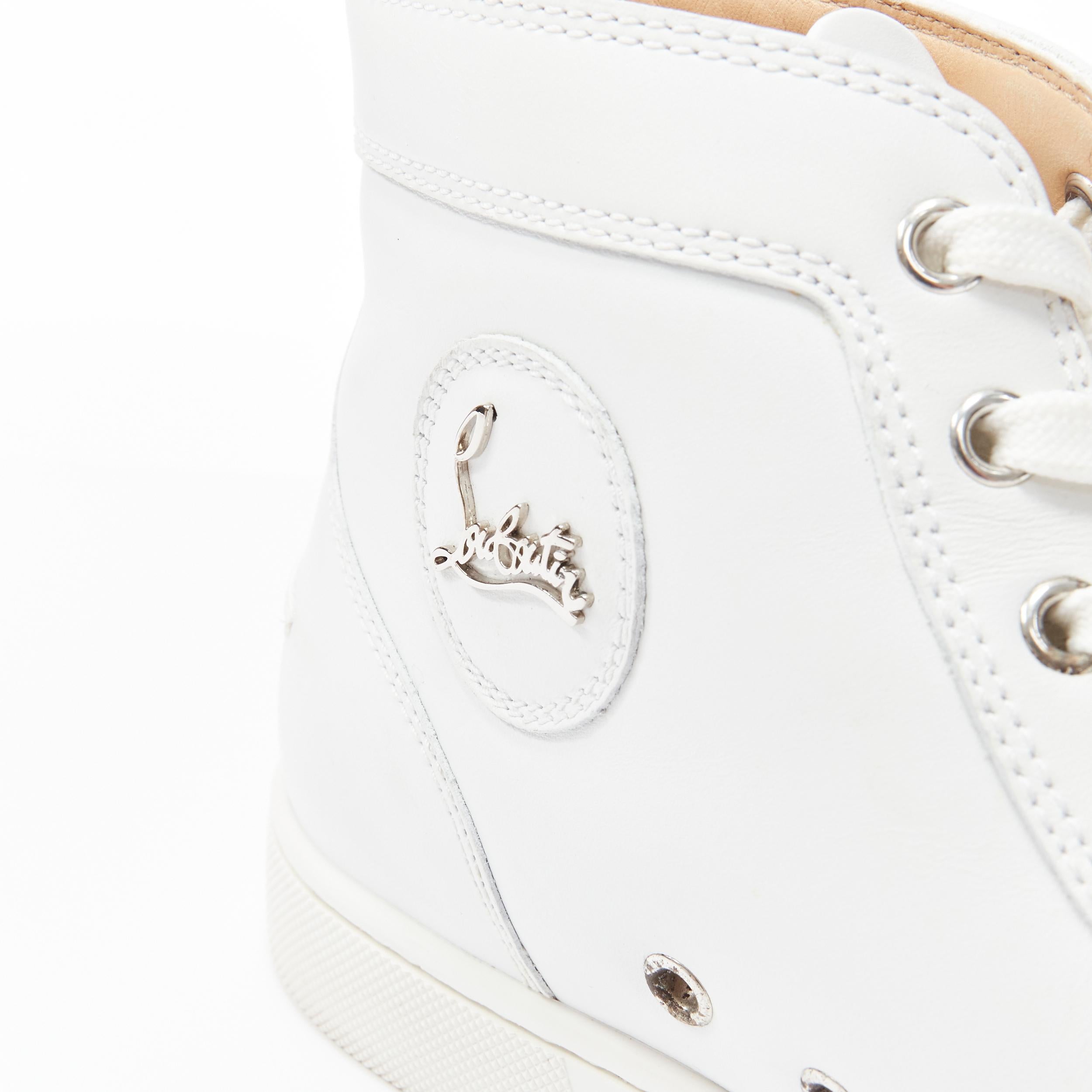 CHRISTIAN LOUBOUTIN Louis logo emblem white leather minimal  hi top sneaker EU40 4