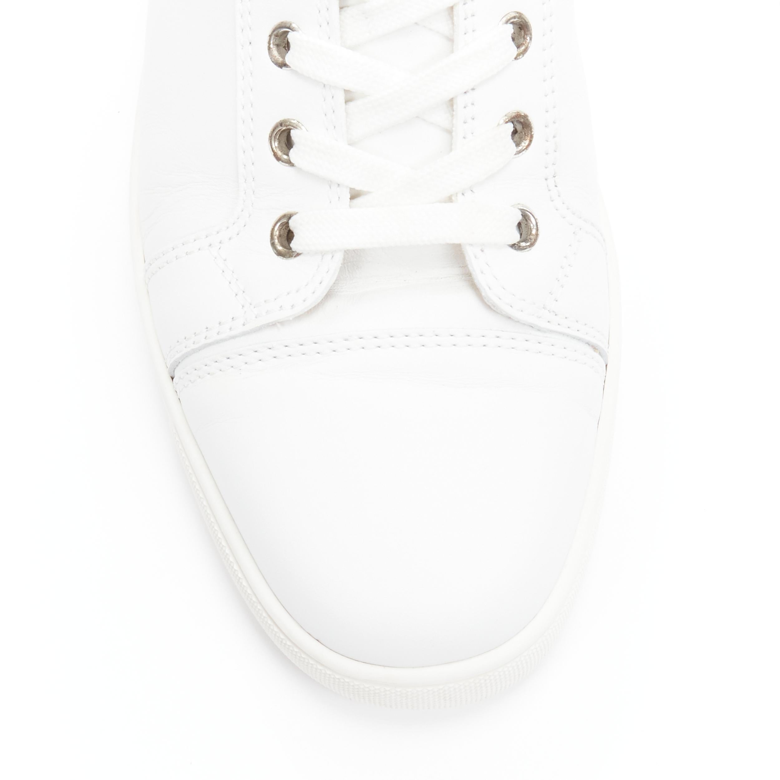 Men's CHRISTIAN LOUBOUTIN Louis logo emblem white leather minimal  hi top sneaker EU40