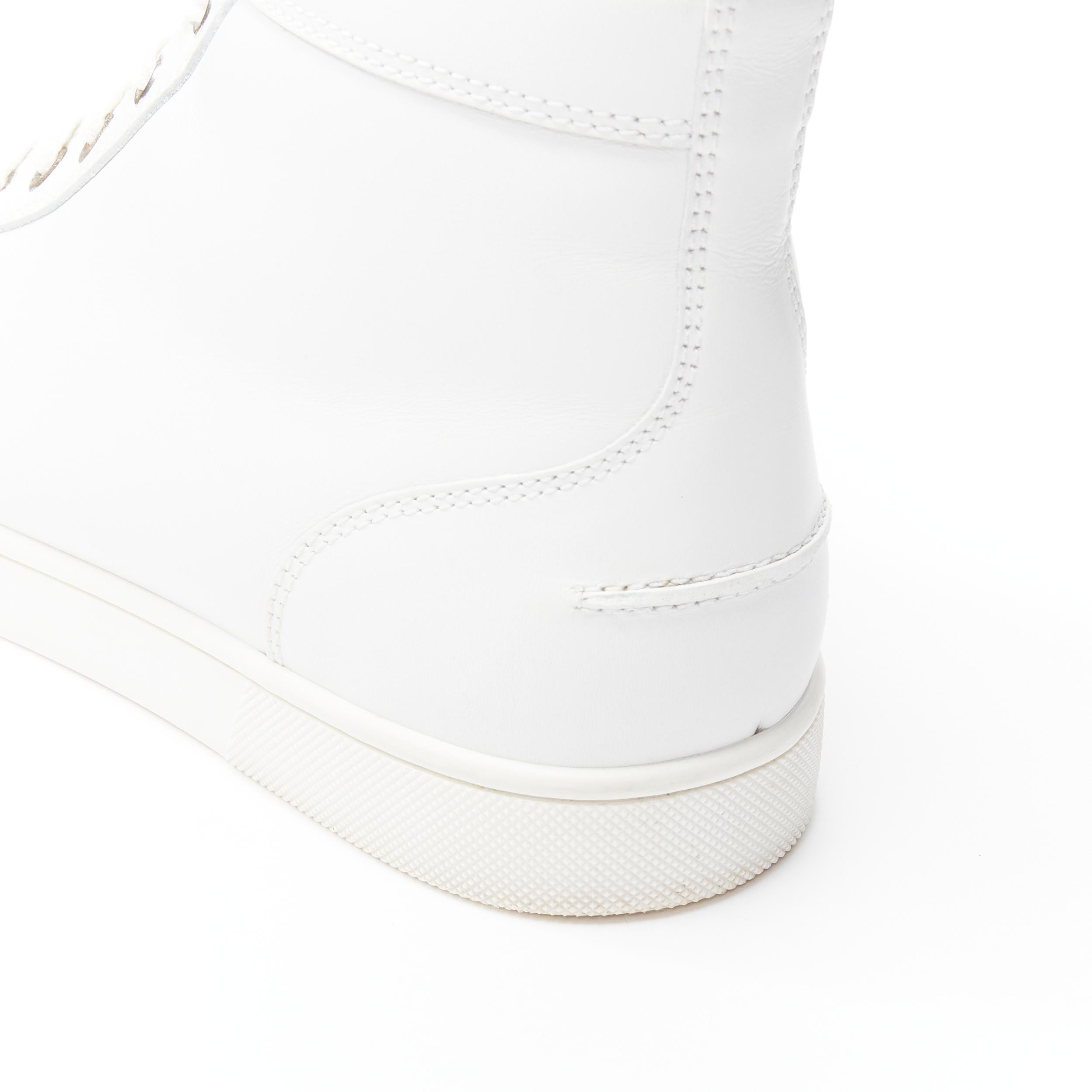 CHRISTIAN LOUBOUTIN Louis logo emblem white leather minimal  hi top sneaker EU40 3