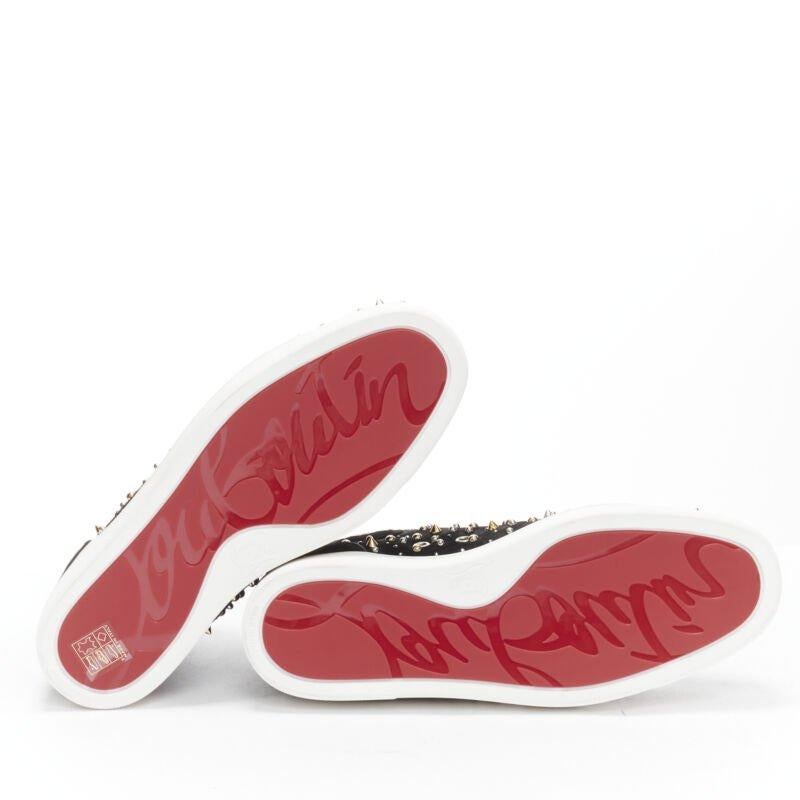 CHRISTIAN LOUBOUTIN Louis Orlato black suede spike stud crystal sneaker EU42 For Sale 6