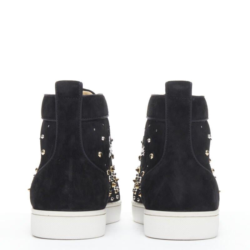 Men's CHRISTIAN LOUBOUTIN Louis Orlato black suede spike stud crystal sneaker EU42 For Sale