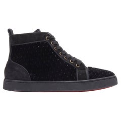 CHRISTIAN LOUBOUTIN Louis Orlato black suede velvet strass high top EU39.5