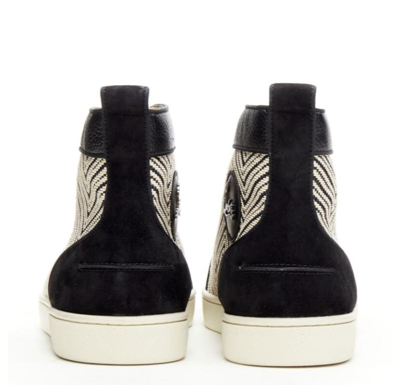 Men's CHRISTIAN LOUBOUTIN Louis Orlato black white chevron high top sneaker EU43 For Sale