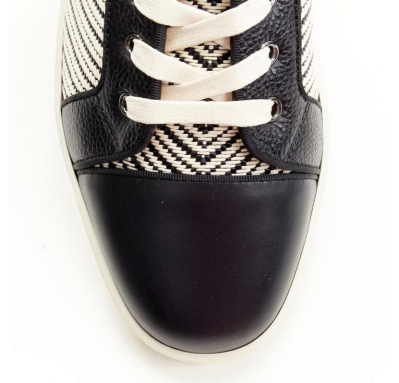 CHRISTIAN LOUBOUTIN Louis Orlato black white chevron high top sneaker EU43 For Sale 1