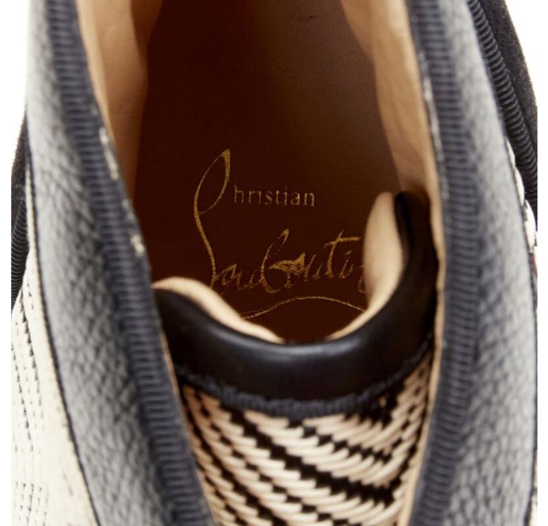 CHRISTIAN LOUBOUTIN Louis Orlato black white chevron high top sneaker EU43 For Sale 4