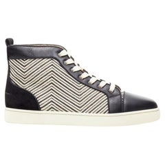 CHRISTIAN LOUBOUTIN Louis Orlato black white chevron high top sneaker EU43