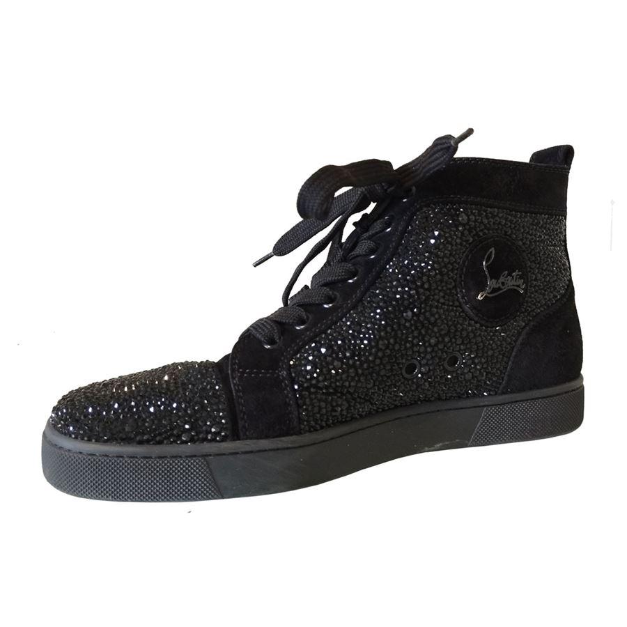 Suede Black color Completely adorned with black crystals Laced Original price around euro 2495