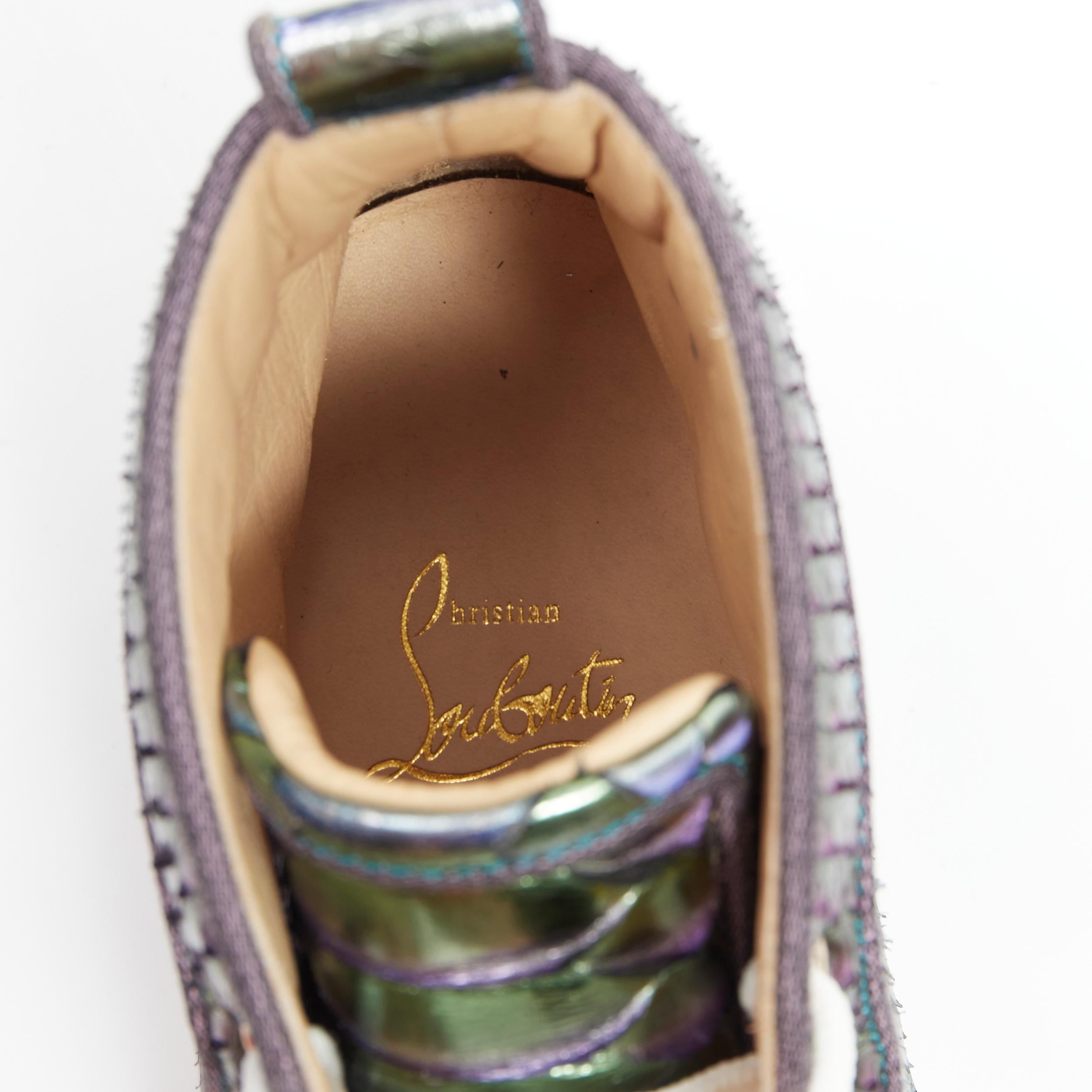 CHRISTIAN LOUBOUTIN Louis Orlato green purple iridescent scaled sneaker EU38 5