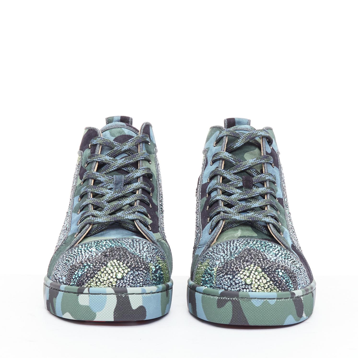 Gray CHRISTIAN LOUBOUTIN Louis Orlato Strass Limited Edition blue green crystal high For Sale