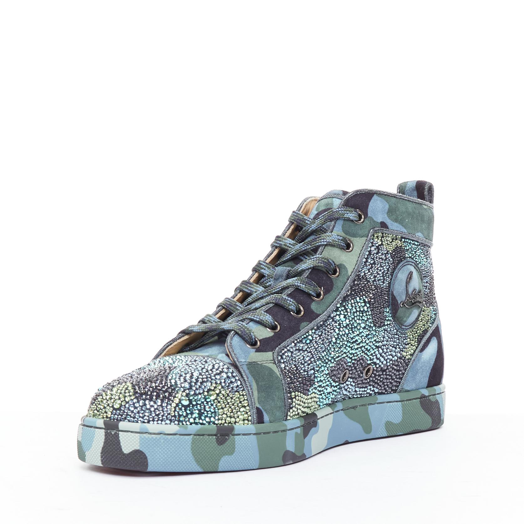 CHRISTIAN LOUBOUTIN Louis Orlato Strass Limited Edition blue green crystal high In Excellent Condition For Sale In Hong Kong, NT
