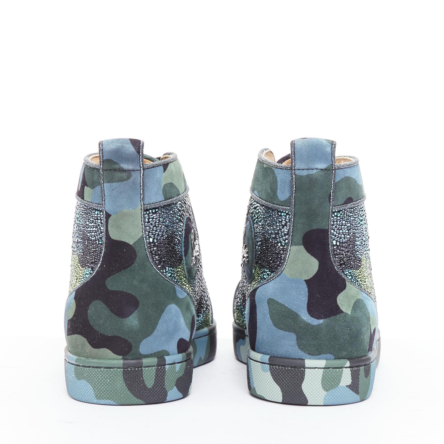 Men's CHRISTIAN LOUBOUTIN Louis Orlato Strass Limited Edition blue green crystal high For Sale