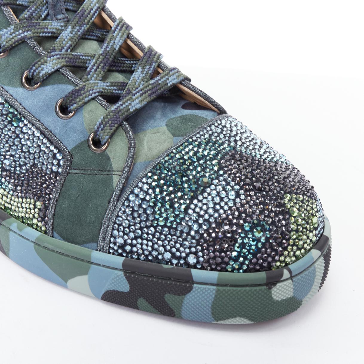 CHRISTIAN LOUBOUTIN Louis Orlato Strass Limited Edition blue green crystal high For Sale 2