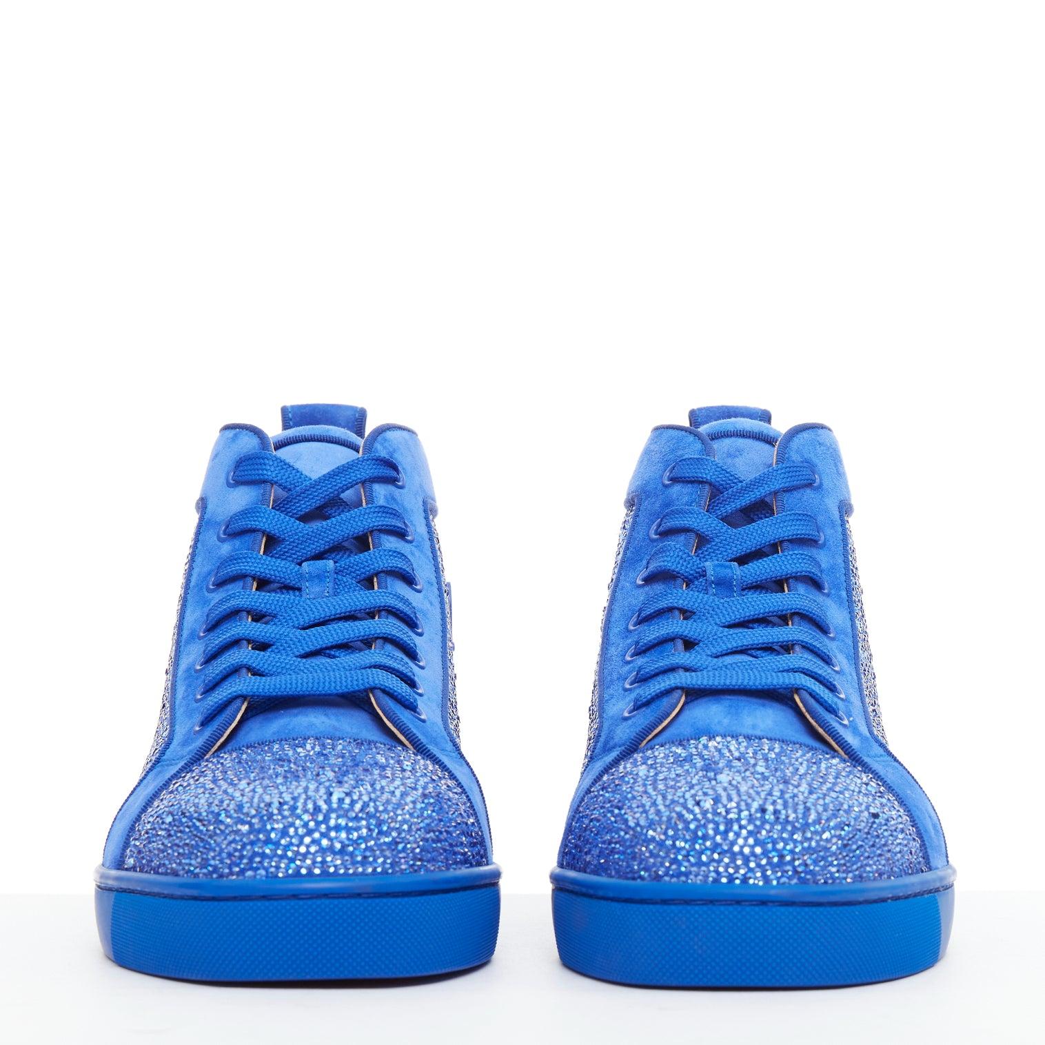 CHRISTIAN LOUBOUTIN Louis Orlato Zapatilla alta de ante con cristales EU44 Azul en venta