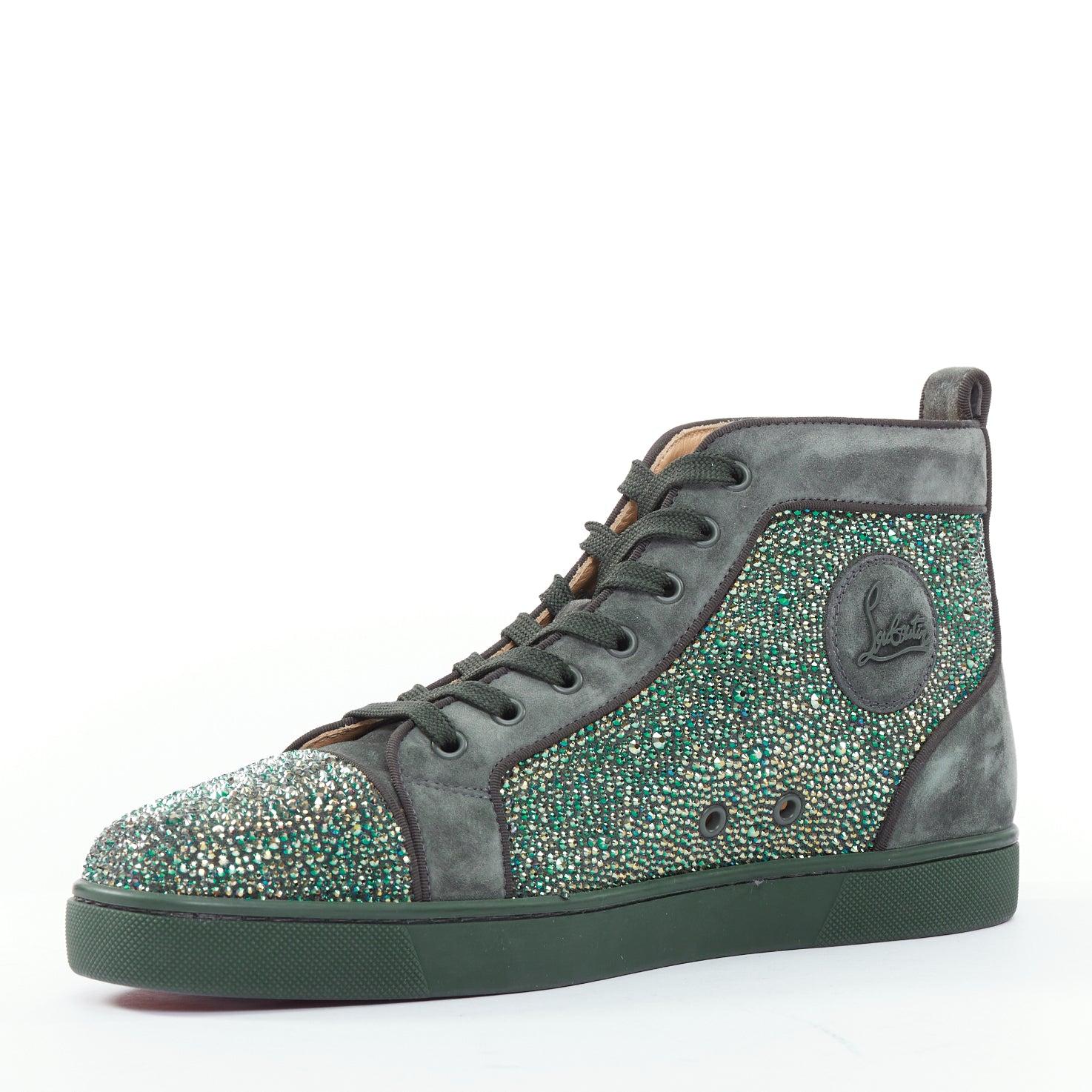 CHRISTIAN LOUBOUTIN Louis Orlato Tsar Strass crystals suede high top sneaker In Excellent Condition For Sale In Hong Kong, NT