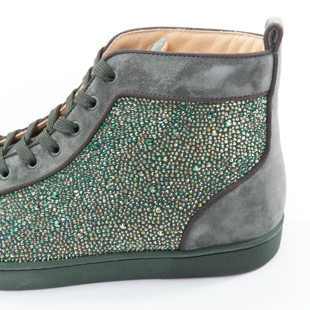 CHRISTIAN LOUBOUTIN Louis Orlato Tsar Strass crystals suede high top sneaker For Sale 3