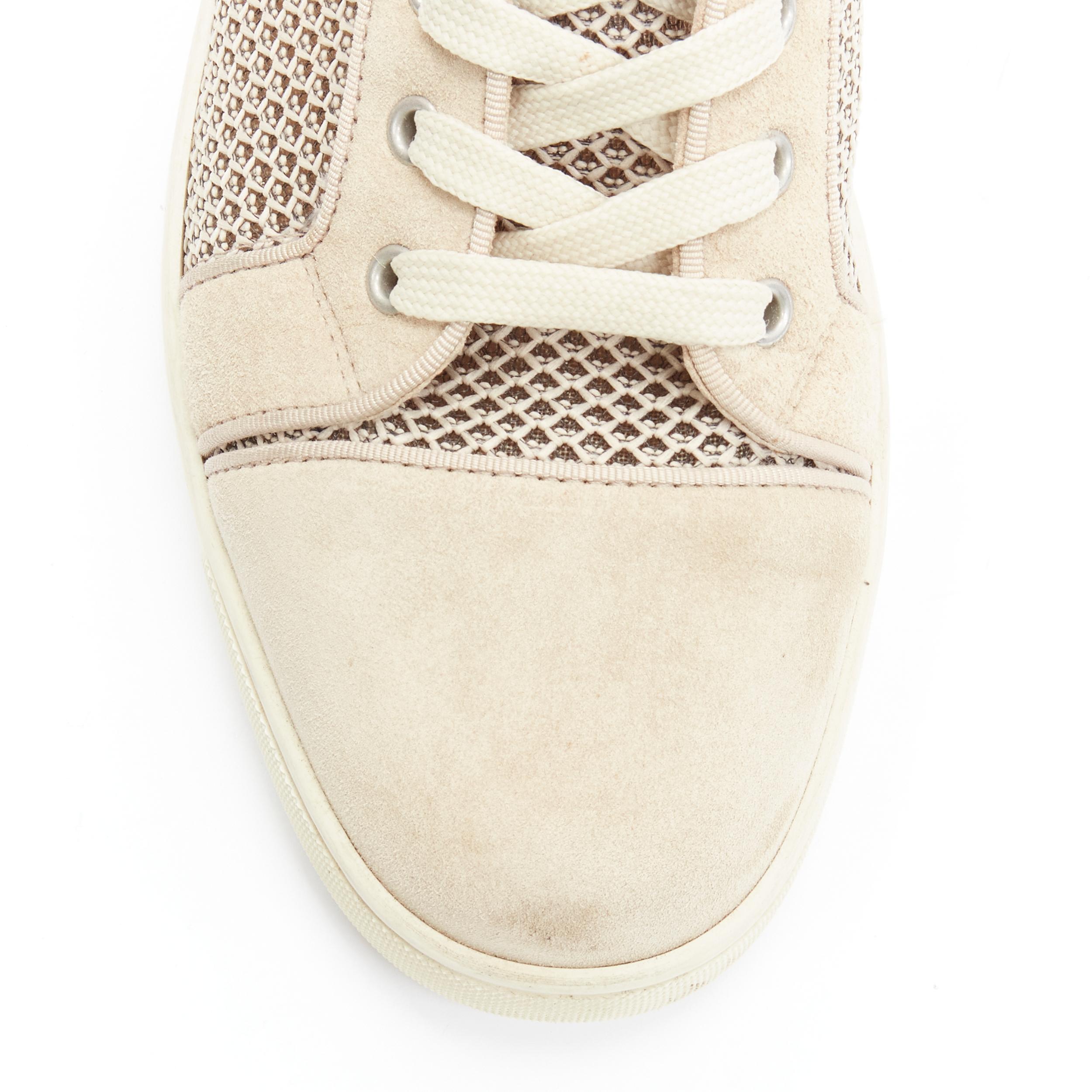 CHRISTIAN LOUBOUTIN Louis sand beige suede jacquard high top sneaker EU40.5 In Good Condition For Sale In Hong Kong, NT