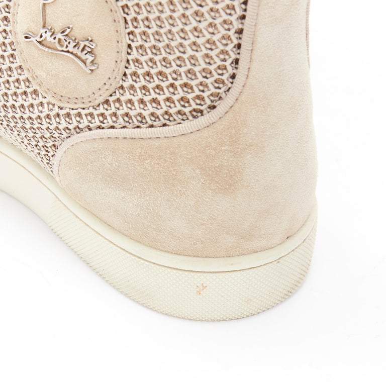 CHRISTIAN LOUBOUTIN Louis sand beige suede jacquard high top