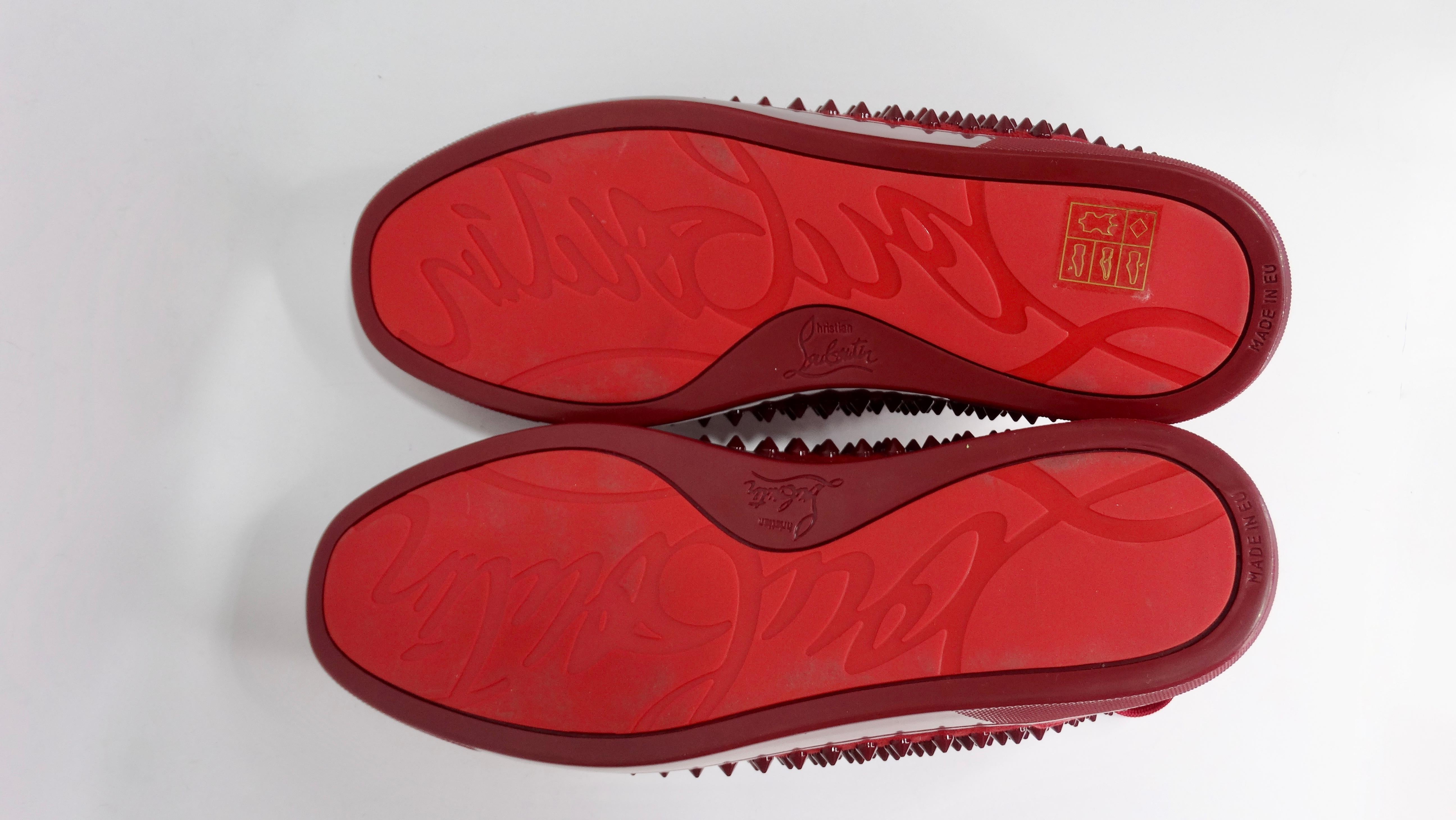 Red Christian Louboutin Louis Spikes Flat Sneakers