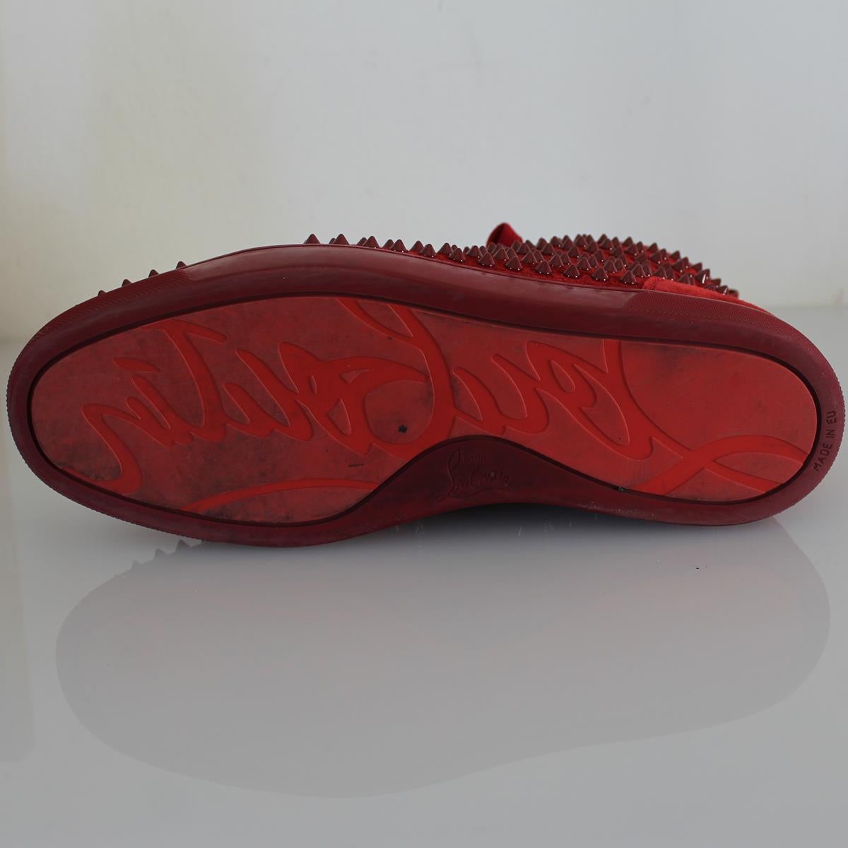 Red Christian Louboutin Louis Spikes Sneakers 44