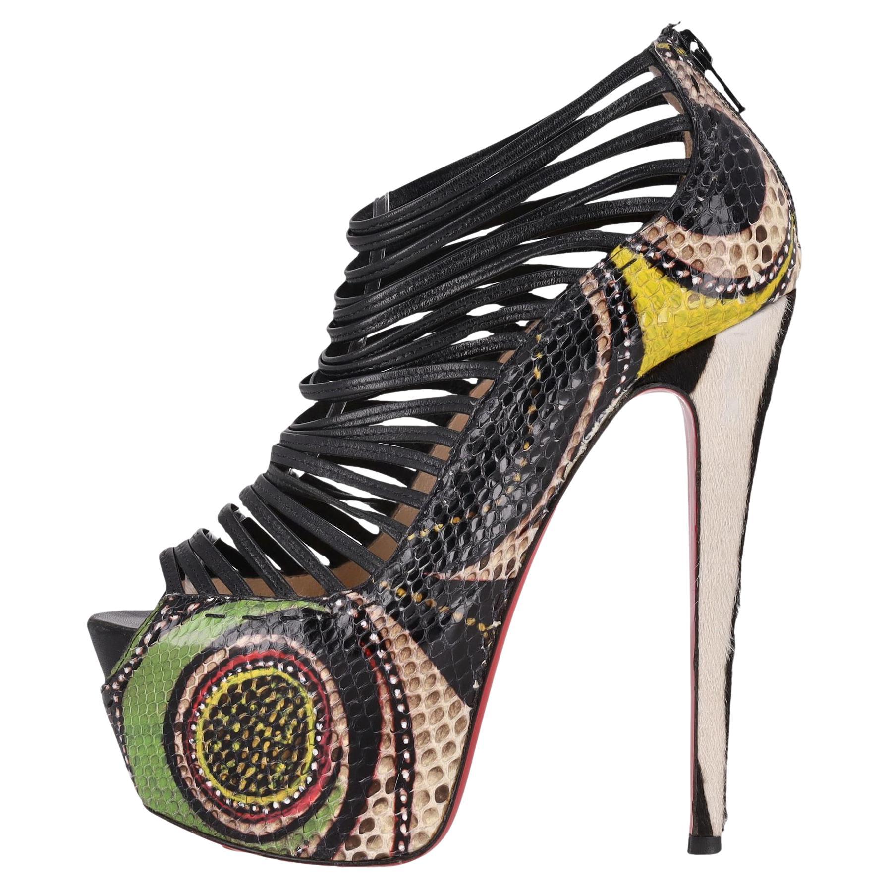 Christian Louboutin Ltd Edition Python Haut & Pony Haar Zoulou Heels im Angebot