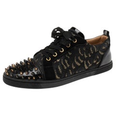 Christian Louboutin Lurex Fabric And Leather Spiked Orlato Low Top Sneakers 40